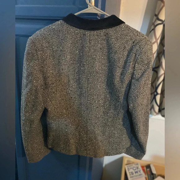 Vintage PENDLETON Black & Gray Wool Tweed Blazer‎ Velvet Collar & Buttons 10P - Picture 8 of 8